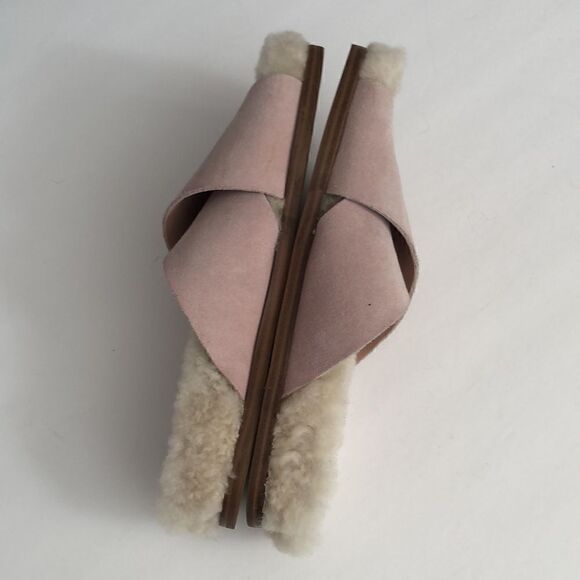 Marc Fisher slip on shearling wool and pink suede open toe ship on shoes MLCANNA - Picture 5 of 9